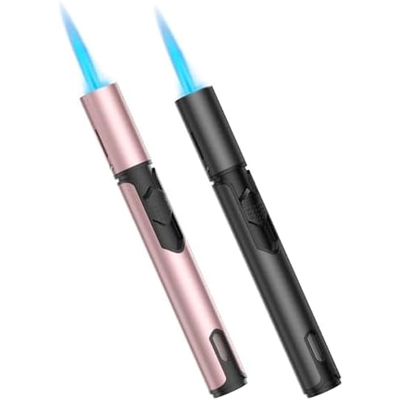 Torch Lighters Butane Lighter 2 Pack Windproof Adjustable Jet Flame Torch Lighter, Butane Refillable Gas Torch Lighter for Candles Grill BBQ Fireplaces Camping ((Not Prefilled)