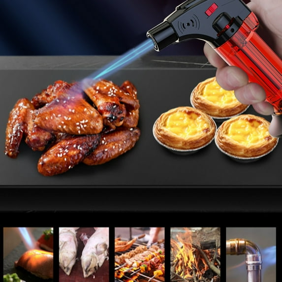 Torch Lighters Butane Refillable,Kitchen Butane Blow Torch Lighter for Cooking,Refillable Jet Flame Torch with Base for Cooking Food Torch Windproof for Chefs Fire Log Candle Fireplace Grilling
