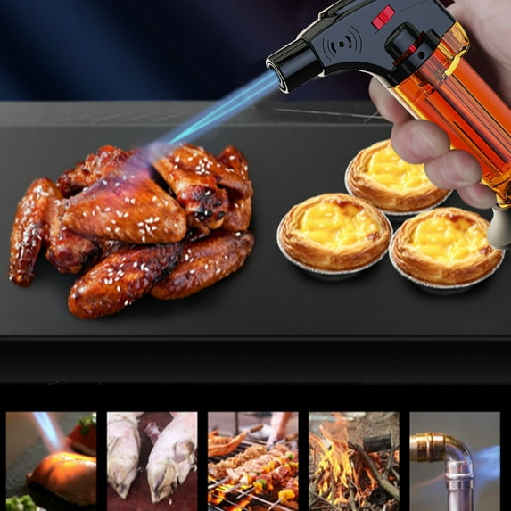 Torch Lighters Butane Refillable,Kitchen Butane Blow Torch Lighter for Cooking,Refillable Jet Flame Torch with Base for Cooking Food Torch Windproof for Chefs Fire Log Candle Fireplace Grilling