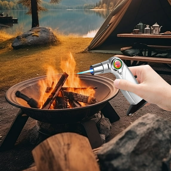 Torch Lighters -Windproof Refillable Lighter-Adjust Flame-Used For Barbecue Kitchen Fireplace Candles Etc-Gas Included-