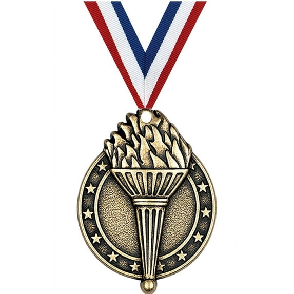 Torch Medals, 2" Gold Diecast Participation Medal Award 50 Pack