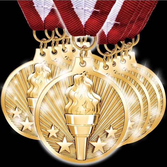 Torch Medals, Gold Medals with Neck Ribbon, Recognition Medal Awards for Winners, Teams, Tournaments, Leagues & Participation