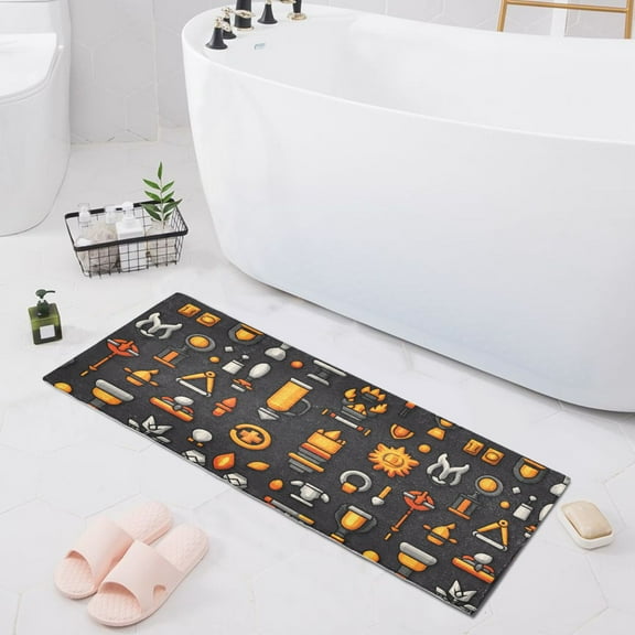 Torch Sun Staff Chalice Bath Mat 39x20 Non-Slip Bathroom Rugs Absorbent Soft Plush Quick Dry for Tub Shower Kitchen Home Decor
