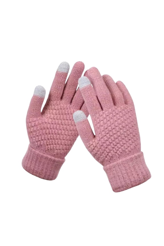Women's Gloves, Warm Chenille Gloves for Cold Weather with Fingers for Touch Screen, Women's Winter Gloves with Elastic Cuff, Pink