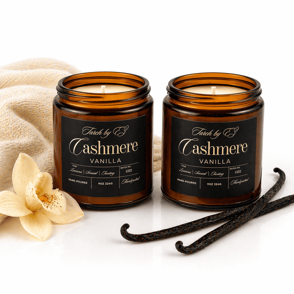 Torch by EZ Cashmere Vanilla Coconut Wax Candle – 9oz Luxury Scented Candle for Home, Relaxation & Gifts - 2 Pack