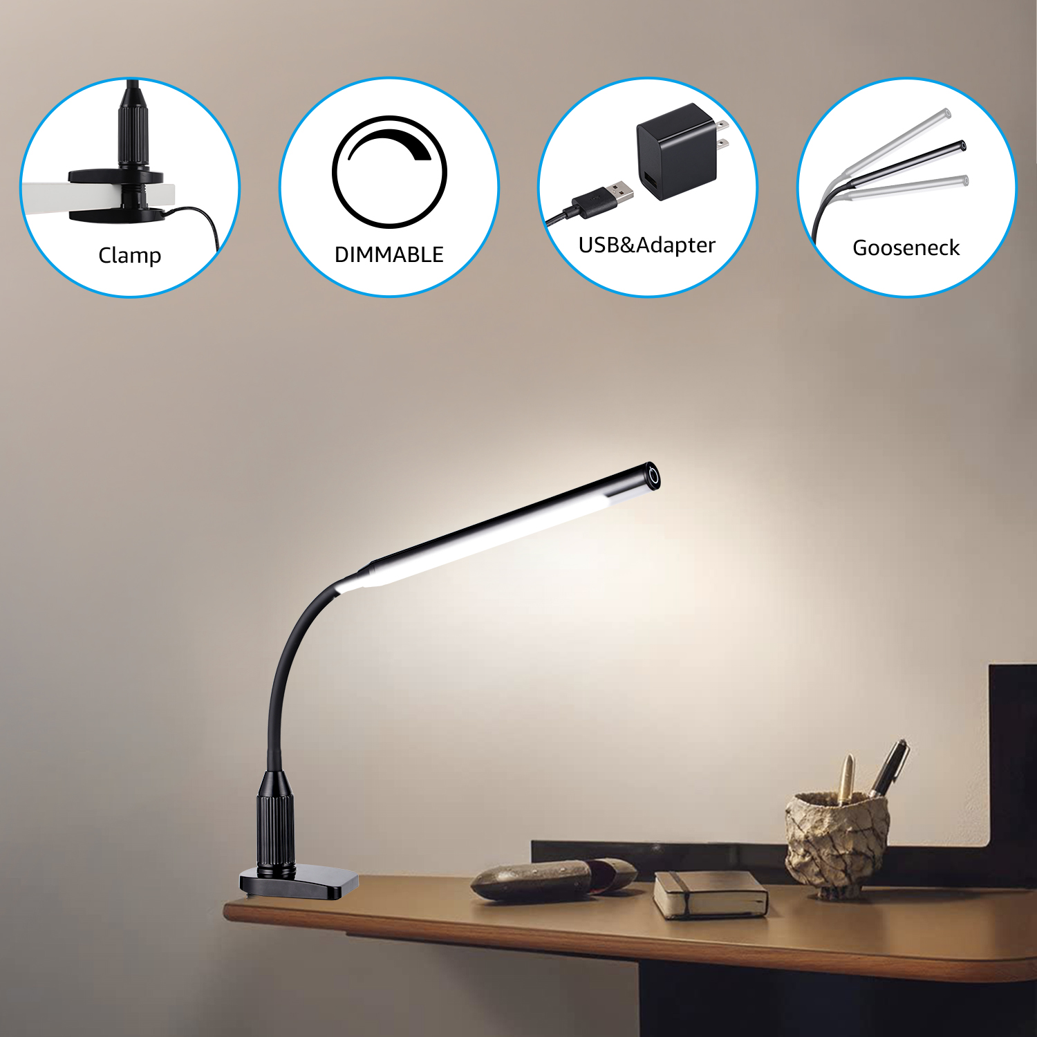 TorchStar 5W Dimmable Clamp LED Desk Lamp Adjustable Eye Care 4000K TorchStar 5W Dimmable Clamp LED Desk Lamp Adjustable Eye Care 4000K
