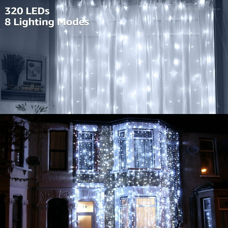 TORCHSTAR Extendable 9.8ft x 9.8ft LED Curtain Lights, Starry Christmas  String Light, Indoor Decoration for Festival, Wedding, Party, Living Room