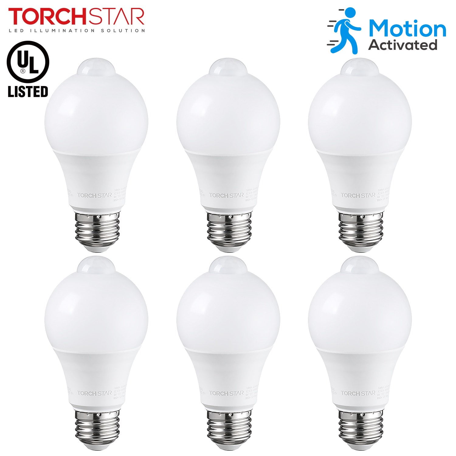 Torchstar TorchStar Motion Sensor Bulb, 6 Pack A19 LED, 9W, 900LM, E26 Base ...