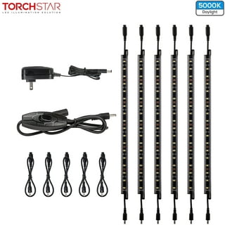 TORCHSTAR LED Safe Lighting Kit for Under Cabinet, Gun Safe, Shelf,  Showcas, (4) 12 Inch Linkable Light Bars + Rocker Switch + UL Adapter,  5000K Daylight, Pack of 4 