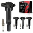 thumbnail image 1 of Torchbeam Set of 4 UF651 Ignition Coils Packs and Double Iridium Spark Plugs Fit for 2012 2013 2014 2015 2016 Hyundai Elantra Tucson Kia Soul Forte 2.0 1.8 L4 Replacement for UF651 C1804 5C1861 50146, 1 of 4
