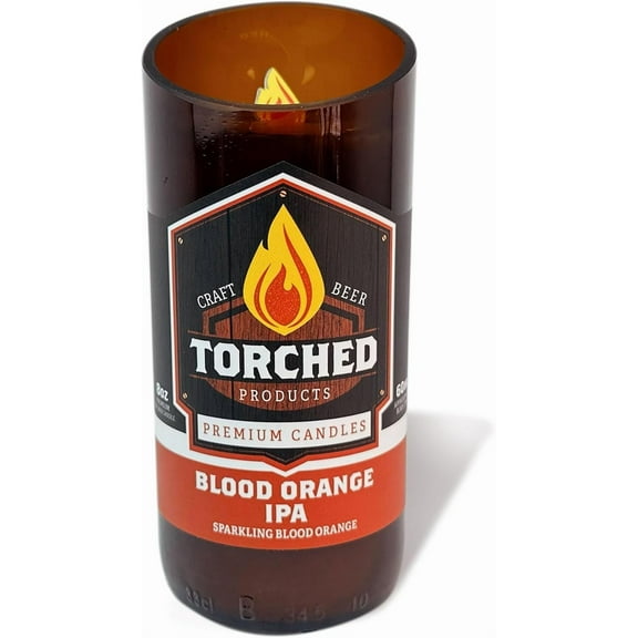 Torched Beer Bottle Scented Soy Wax Candles Blood Orange IPA Scent 8 OZ Jar