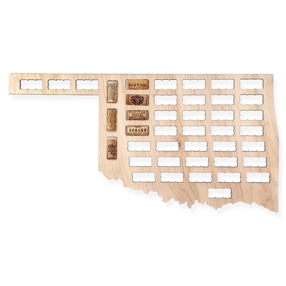 Torched Oklahoma Wine Cork Map Wall Display Decor 24