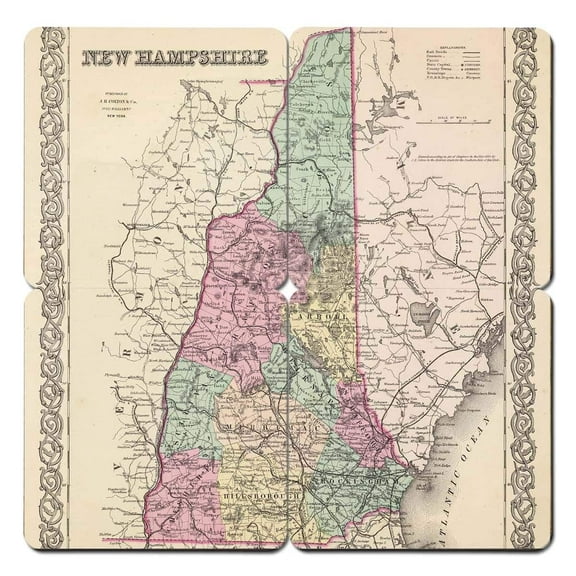 Torched Products Old World Map 4-Piece UV Printed Baltic Birch Coaster