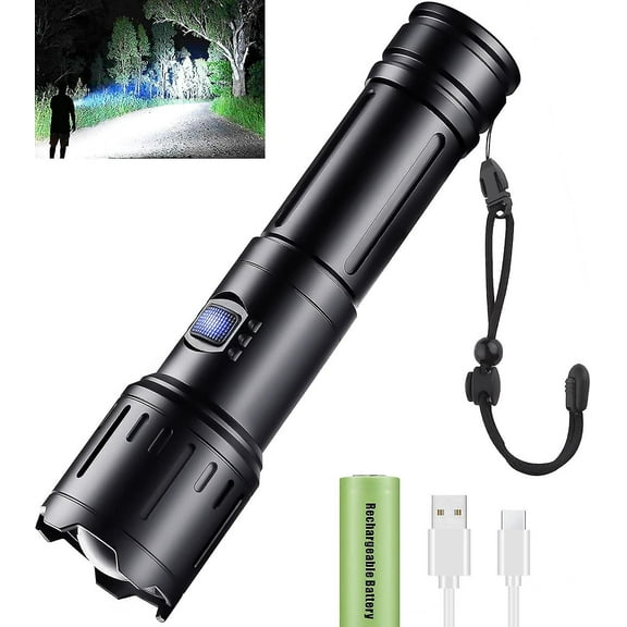 Torches LED Super Bright, Rechargeable Torch with Zoom,Tactical Torch