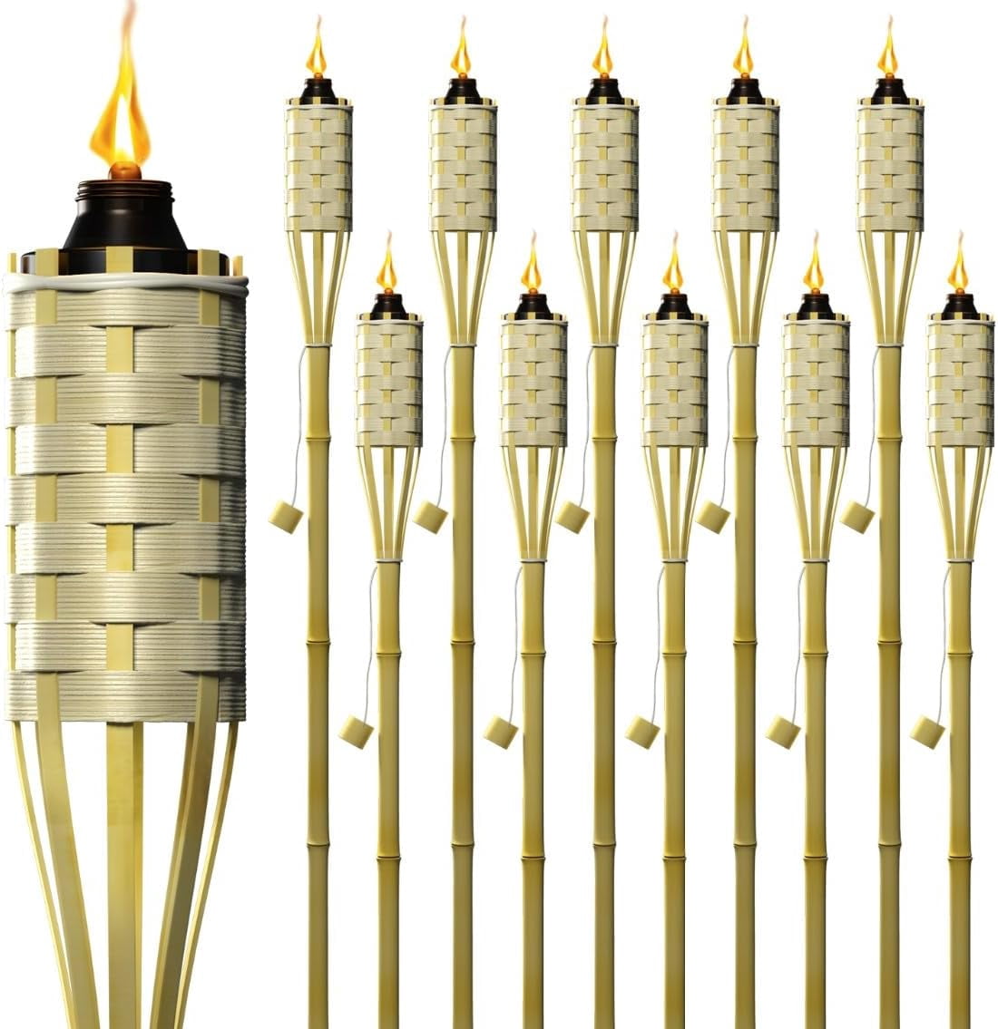 Torches for Outside Mosquitos Repellent - 5 Ft. Tall - (12 Pack) - Decorative Garden & Backyard Lights - Mosquito Torches Outdoor - Oil Lamp for Citronella - Flame Lasts Over 8 Hours