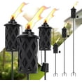 thumbnail image 1 of Torches for Outside Set of 6, Black16 Oz Outdoor Garden Torches with 3-Prong Grounded Stake, 59 Inch Metal Torch for Garden Décor, Outside Torches for Backyard, Garden, Patio, 1 of 13