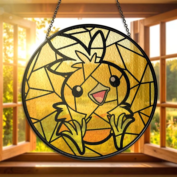 Torchic Stained Glass Suncatcher Torchic Inspired Window Hanging Decor Cute Geek Gift for Gamers & Collectors Torchic Lover Xmas Decor gifts