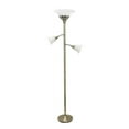 thumbnail image 1 of Torchiere Floor Lamp with 2 Reading Lights and Scalloped Glass Shades, Antique Brass, 1 of 1