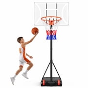 Toremore 29" Portable Basketball Hoop Outdoor, 3-7 FT Height Adjustable Basketball Goal System with Shatterproof Backboard for Kids/Teens in Backyard/Driveway/I