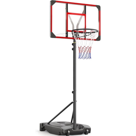 Toremore 33" Portable Basketball Hoop Outdoor Adjustable, 4.82-8.53FT, Kid Basketball Hoop Goal System with Shatterproof PC Backboard for Kids Youth and Adults