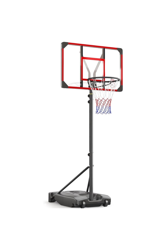 33" Portable Basketball Hoop Outdoor Adjustable, 4.82-8.53FT, Kid Basketball Hoop Goal System with Shatterproof PC Backboard for Kids Youth and Adults