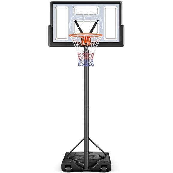 Toremore 44" Basketball Hoop Outdoor 4.43-10ft Adjustable, Portable Basketball Hoop Goal System with Shatterproof Backboard and Larger Base for Kids Youth and Adults