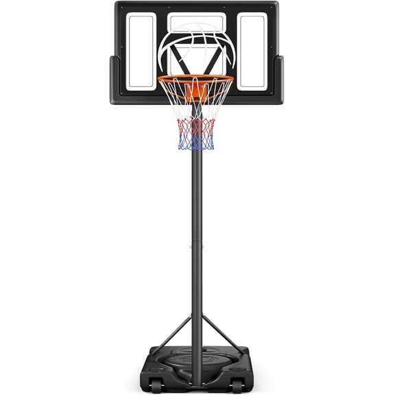 Toremore 44" Basketball Hoop Outdoor 4.43-10ft Adjustable, Portable Basketball Hoop Goal System with Shatterproof Backboard and Larger Base for Kids Youth and Adults