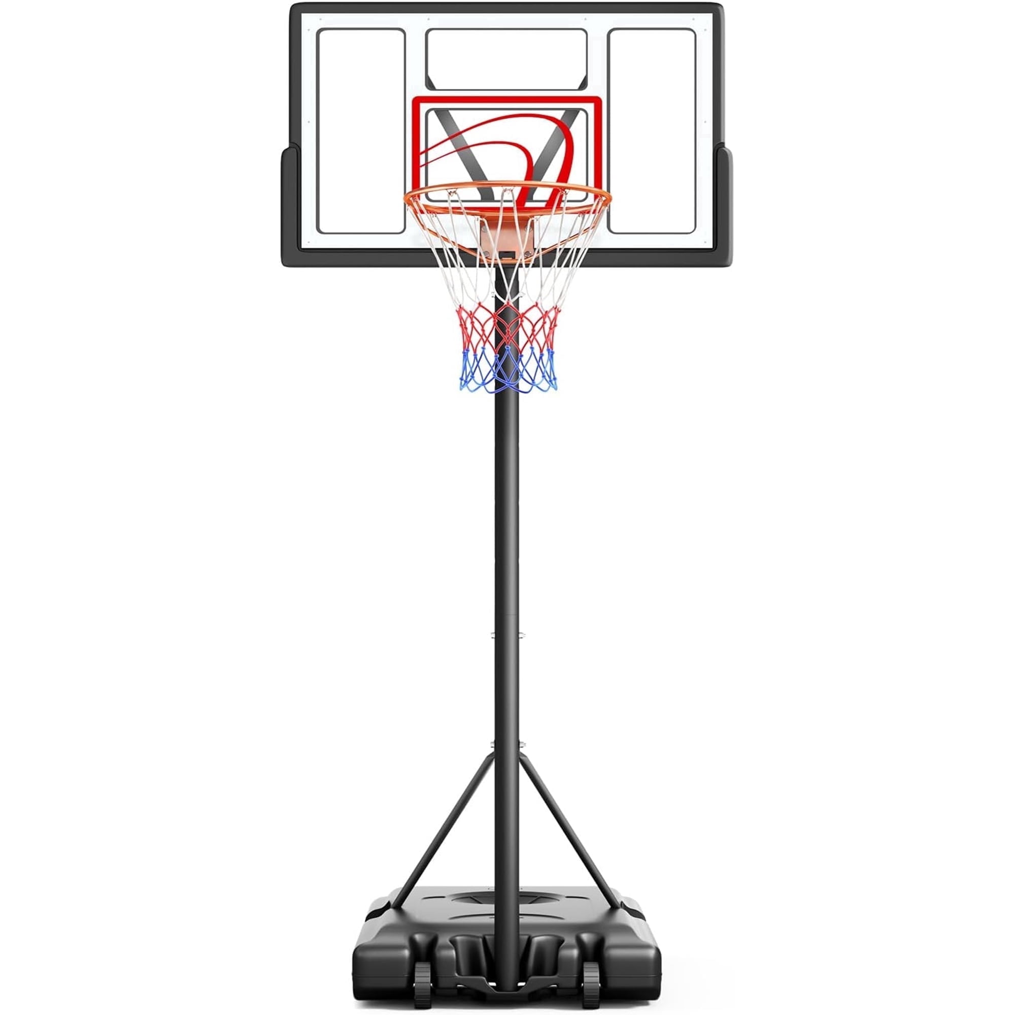 Toremore 44" Basketball Hoop Outdoor 4.43-10ft Adjustable, Portable Basketball Hoop Goal System with Shatterproof Backboard and Larger Base for Kids Youth and Adults