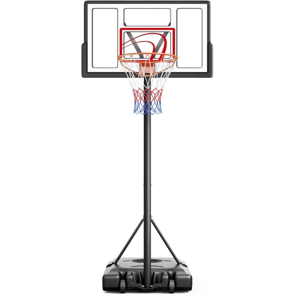 Toremore 44" Basketball Hoop Outdoor 4.43-10ft Adjustable, Portable Basketball Hoop Goal System with Shatterproof Backboard and Larger Base for Kids Youth and Adults