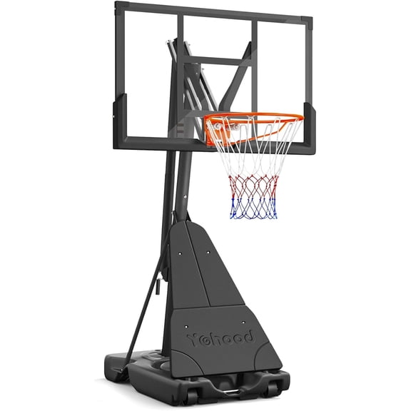 Toremore 44" Basketball Hoop Outdoor Adjustable, 5.25-10FT Portable Basketball Hoop Goal System with Shatterproof PC Backboard and Larger Base for Kids Youth and Adults