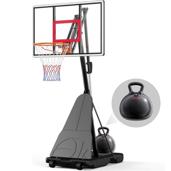 Toremore 44" Basketball Hoop Outdoor, Portable 5.6-10FT Quick Lever Adjustable Basketball Hoop Goal System, Premium Pro-Bounce Clear PC Backboard for Kids Youth and Adults
