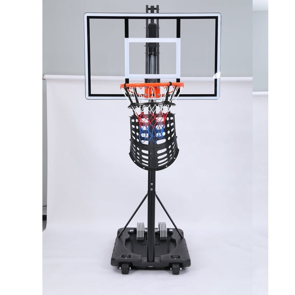Toremore 44 Inch Portable Basketball Hoop, 5.25-10FT Adjustable Basketball Hoop with PC Backboard and Ball Return System, Basketball Hoops & Goals for Kids/Teens/Adults in Backyard, Driveway & Indoor