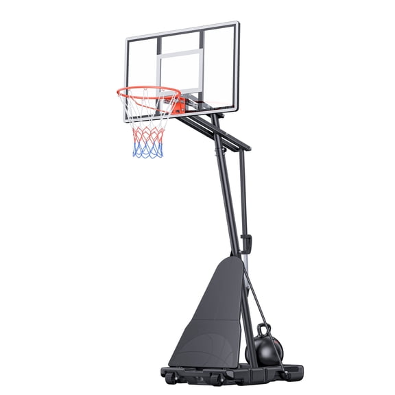 Toremore 44 Inch Portable Basketball Hoop, 5.25-10FT Adjustable Basketball Hoop with PC Backboard and Ball Return System, Basketball Hoops & Goals for Kids/Teens/Adults, Red