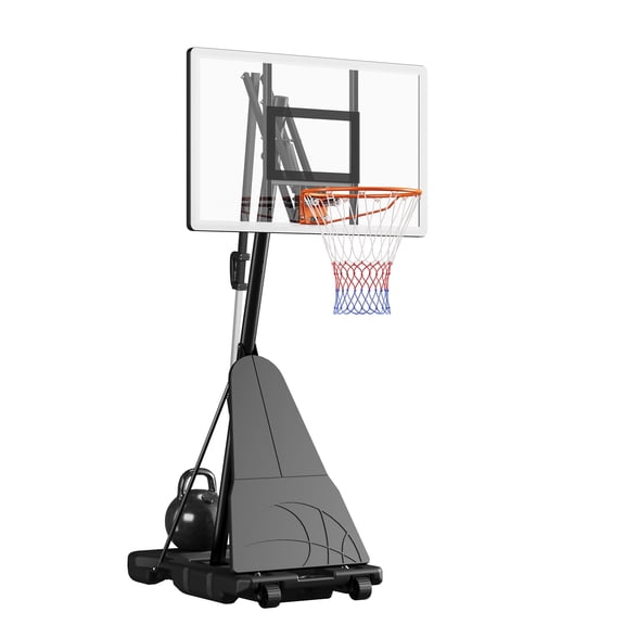 Toremore 44 Inch Portable Basketball Hoop, 5.25-10FT Adjustable Basketball Hoop with PC Backboard and Ball Return System, Basketball Hoops & Goals for Kids/Teens/Adults, Black