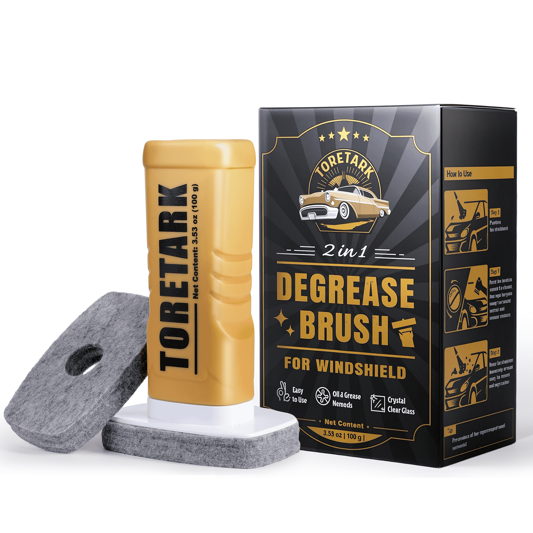 Toretark Automotive Oil Film Cleaning Brush for Car Windows, Windshield ...