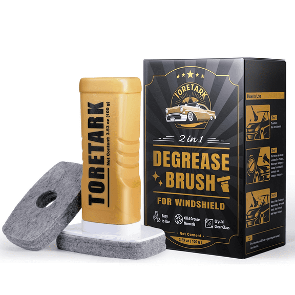 Toretark Automotive Oil Film Cleaning Brush for Car Windows, Windshield Cleaner, Clear Vision Glass Cleaner, TSCA Certified Windshield Cleaning Tool, Easy to Apply & Clean