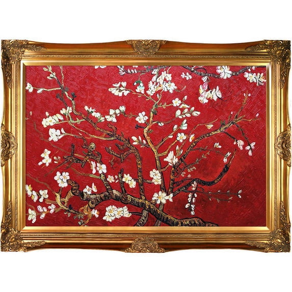 Tori Home Branches Of An Almond Tree In Blossom by Vincent Van Gogh Framed Painting in Red