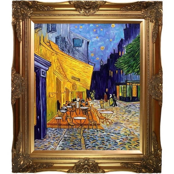 Tori Home Cafe Terrace at Night by Vincent Van Gogh Framed Oil Painting Print on Canvas