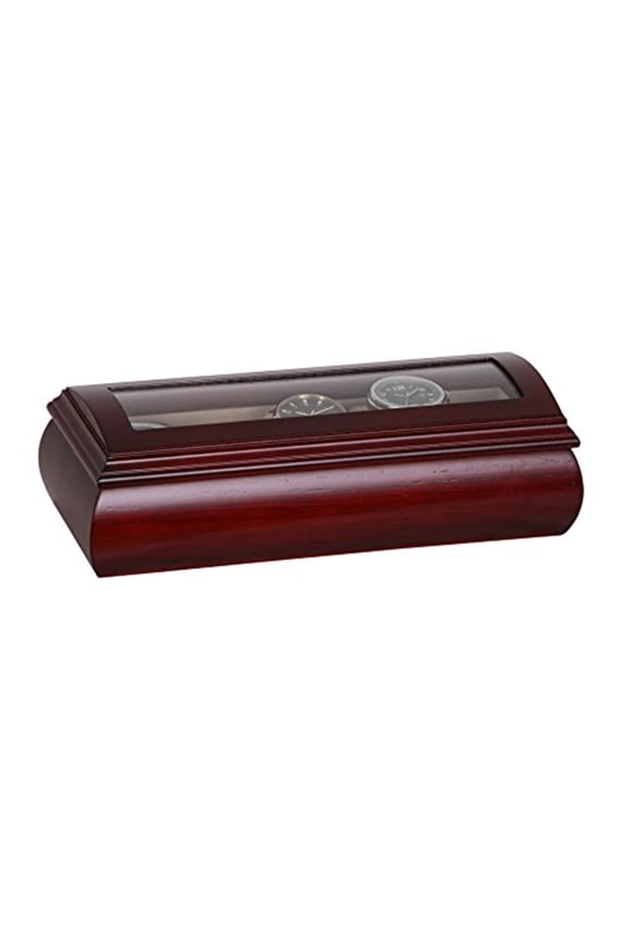 Mele and Co Emery Glass Top Wooden Watch Box Cherry Finish