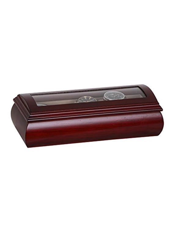 Mele and Co Emery Glass Top Wooden Watch Box Cherry Finish