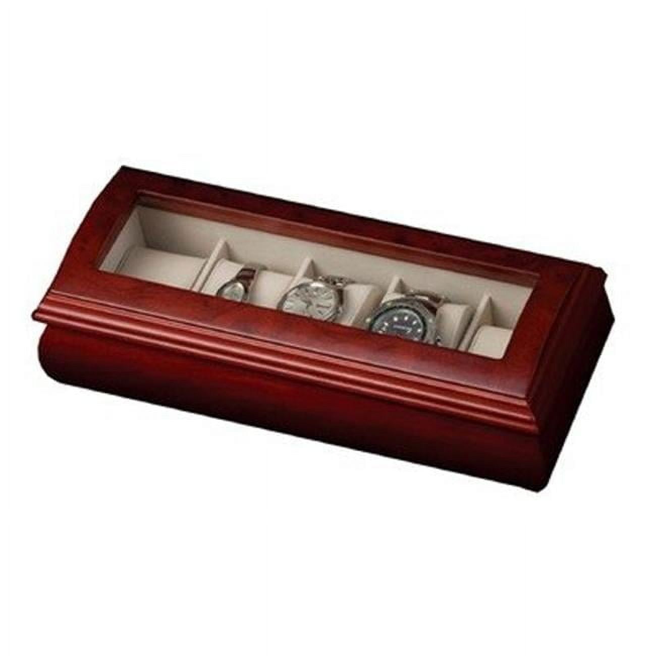 MELE & CO. Mele and Co Emery Glass Top Wooden Watch Box Cherry Finish