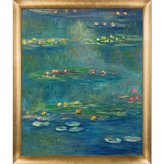 Tori Home 'Nympheas at Giverny 1908' by Claude Monet Framed Painting on Canvas
