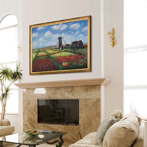 Tori Home 'Tulip Field' by Claude Monet Framed Painting Print On Canvas
