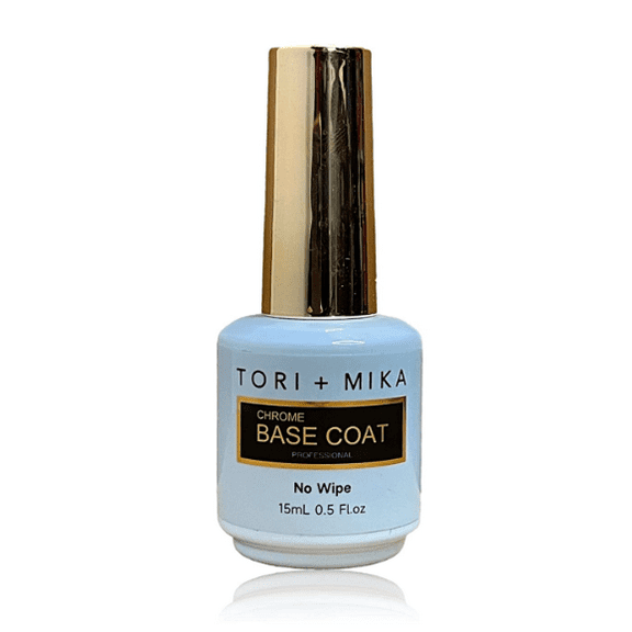 Tori + Mika Chrome Base Coat Gel Nail Polish Soak Off No Wipe 0.5oz Nail Polish LED/UV Lamp