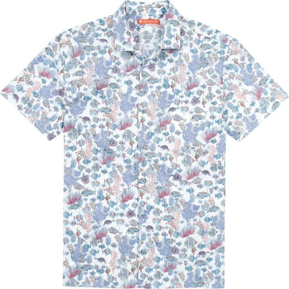 Tori Richard Aquaculture Short Sleeve Hawaiian Shirt (Aquaculture White, X-Large Tall)