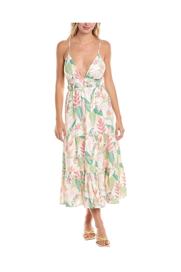 womens  Takes 2 To Mango Heidi Linen-Blend Maxi Dress, l, White