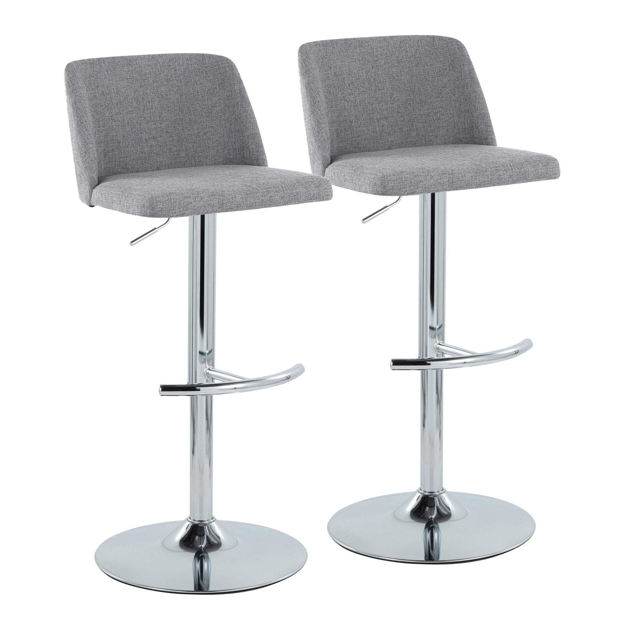 Gray Adjustable Swivel Bar Stools with Metal Frame