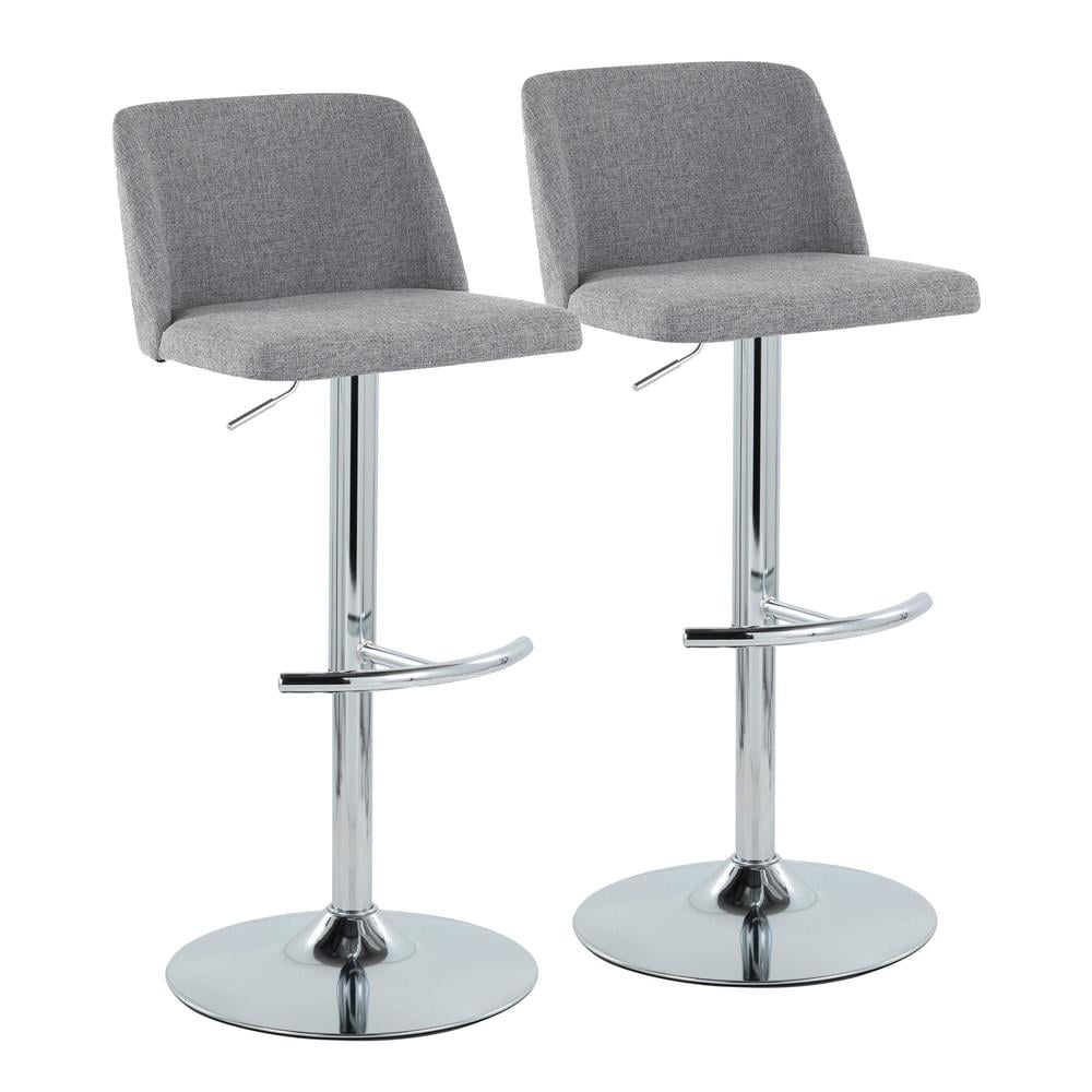 Gray Adjustable Swivel Bar Stools with Metal Frame