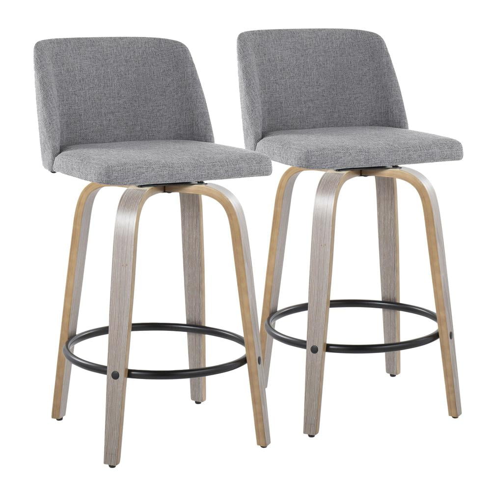 Toriano Gray Swivel Upholstered Wood Counter Stool Set