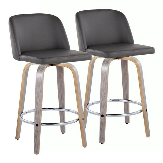 LumiSource Grey Toriano 26" Fixed-Height Counter Stool - Set of 2